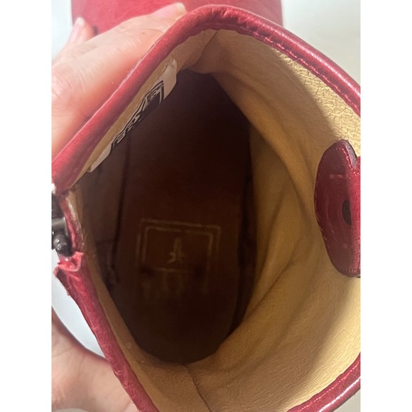 FRYE Melissa Red Leather Short Cowboy Western Boots Side Zip Button Women Size 9 - Picture 8 of 11